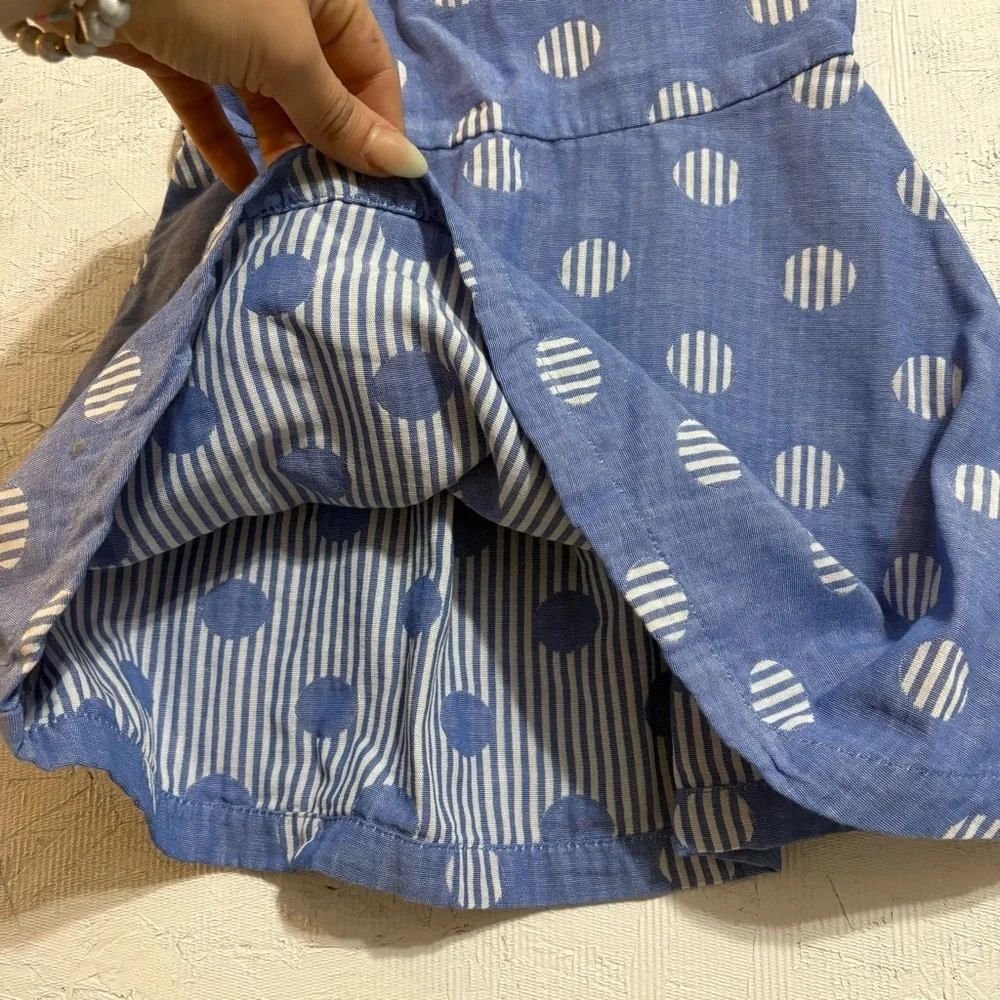 Genuine Kids Oshkosh Blue Polka Dot Sundress Denim 3T Blue and White stripes